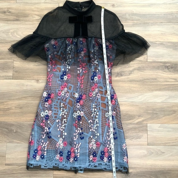 Self Portrait Multicolor Floral Vine Embroidered Mini Dress - Picture 8 of 12